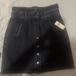 Anthropologie Charcoal Button-Down Mini Skirt